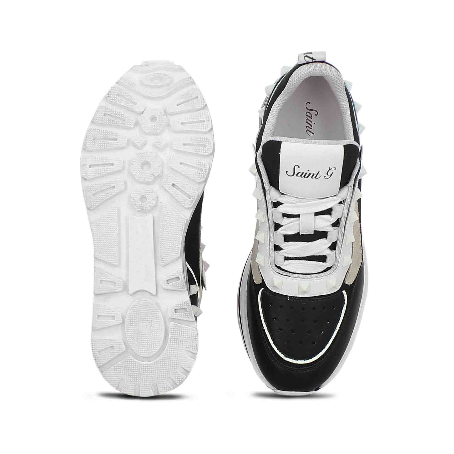 Whitesta Ginevra White Black Grey Leather Sneakers