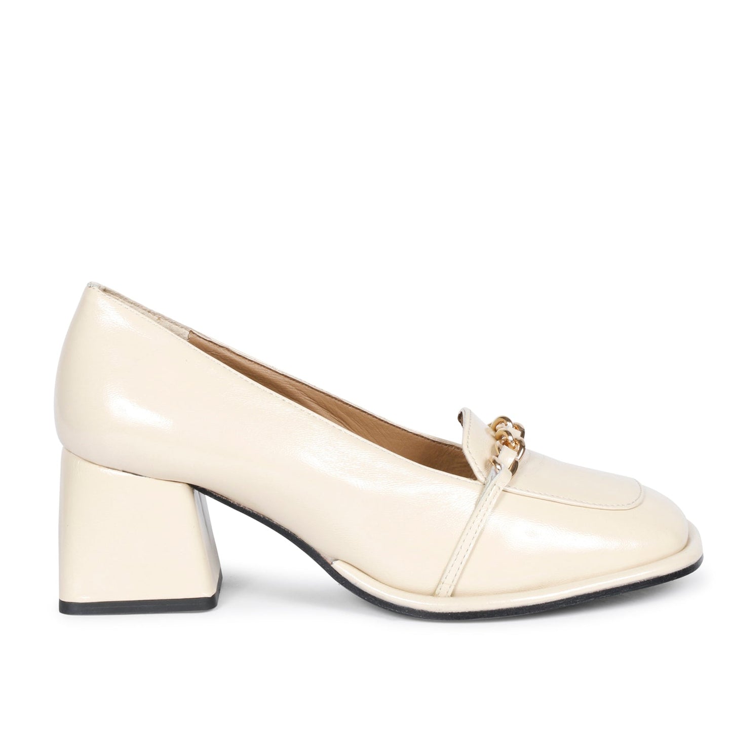 Elegant Ivory Patent Leather Moccasins