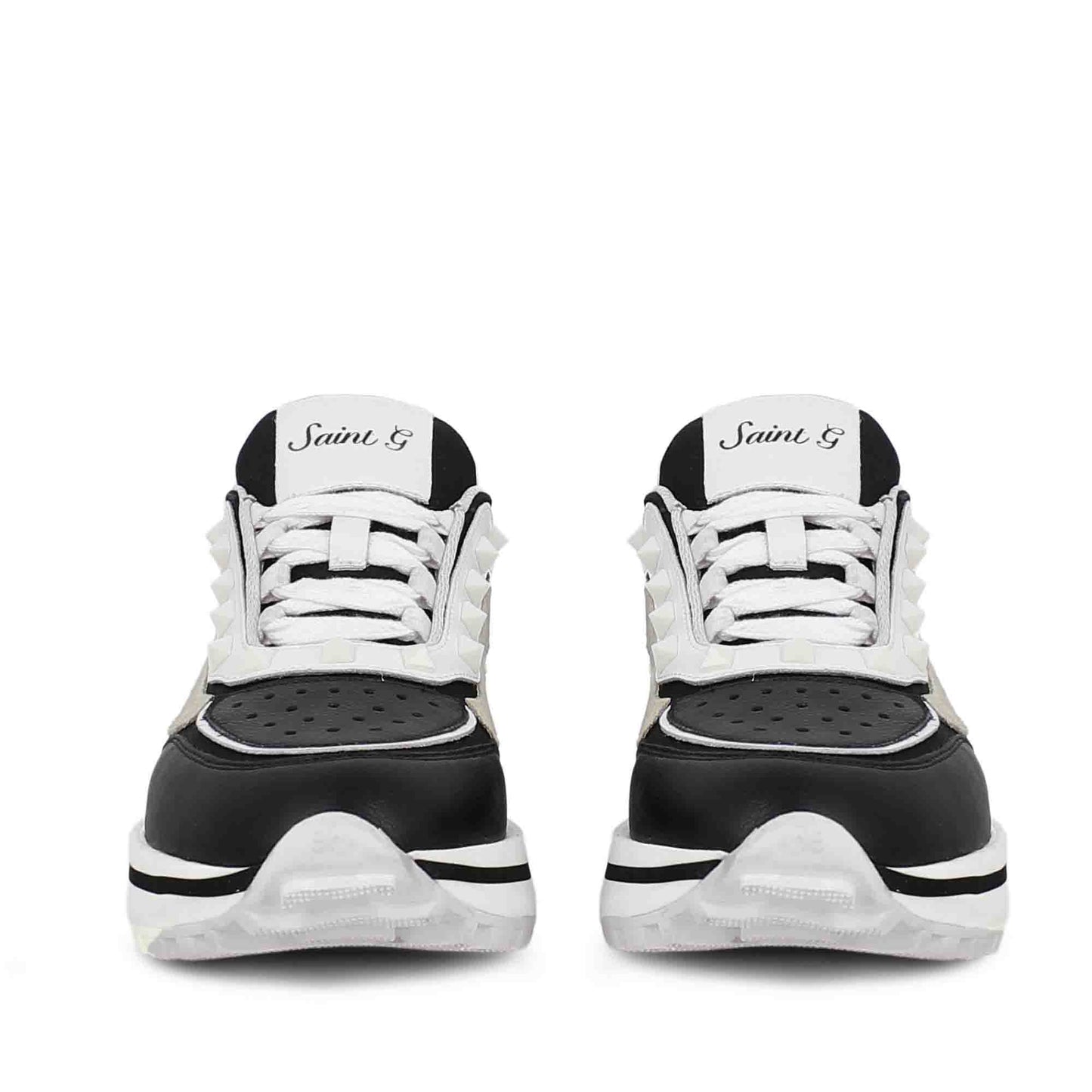Whitesta Ginevra White Black Grey Leather Sneakers