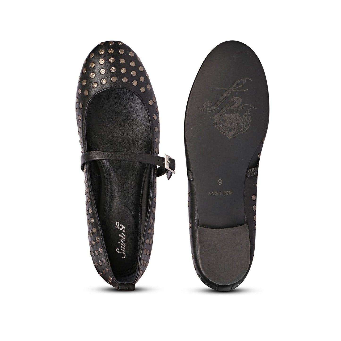Saint Aleah Black Studded Ballerina