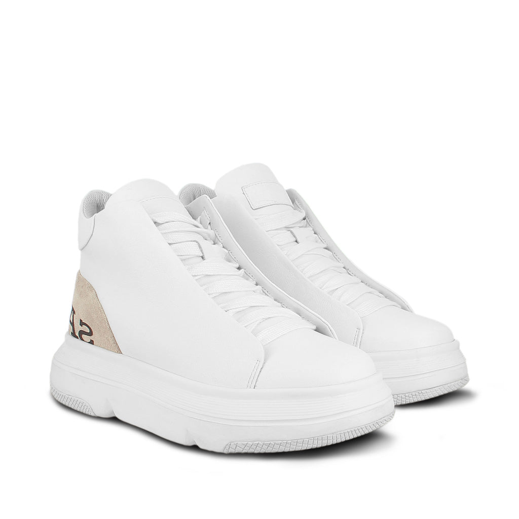 Whitesta Dafne White Leather Handcrafted Sneakers
