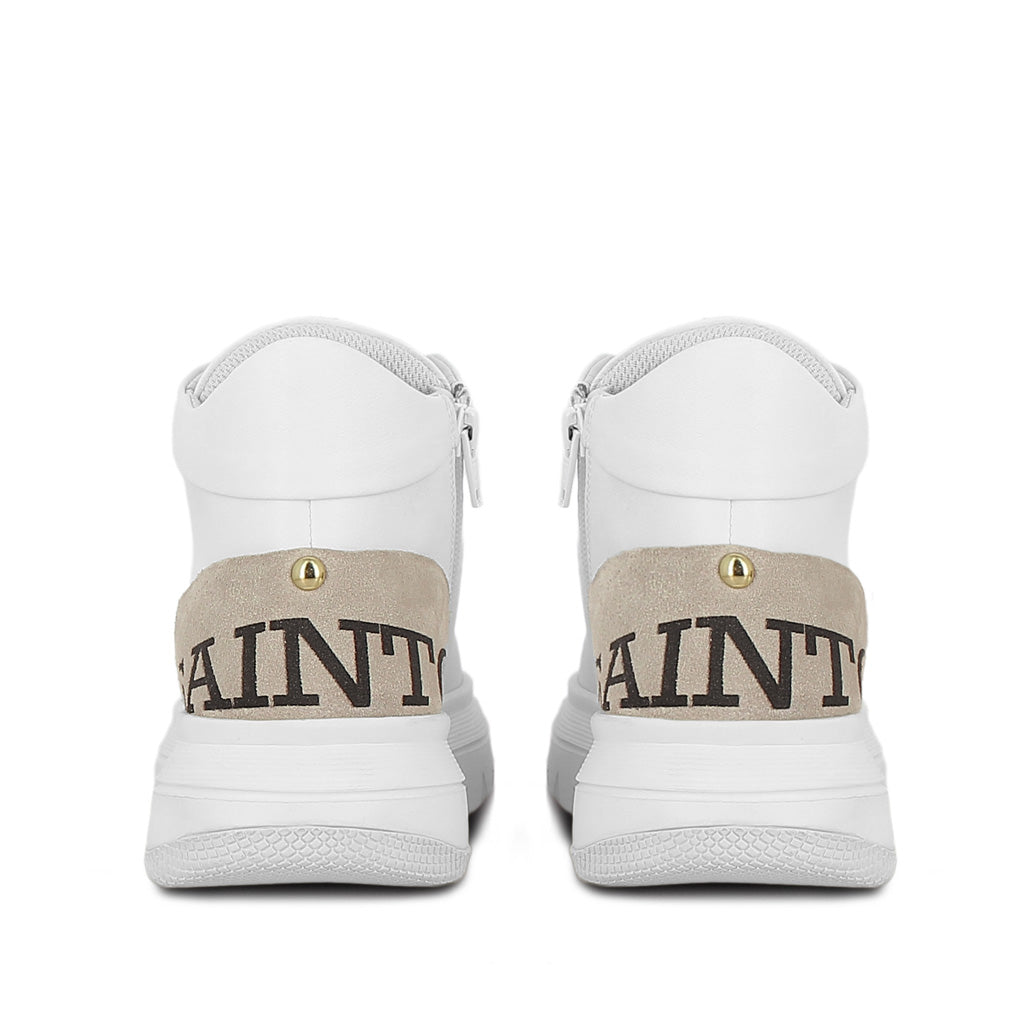 Whitesta Dafne White Leather Handcrafted Sneakers