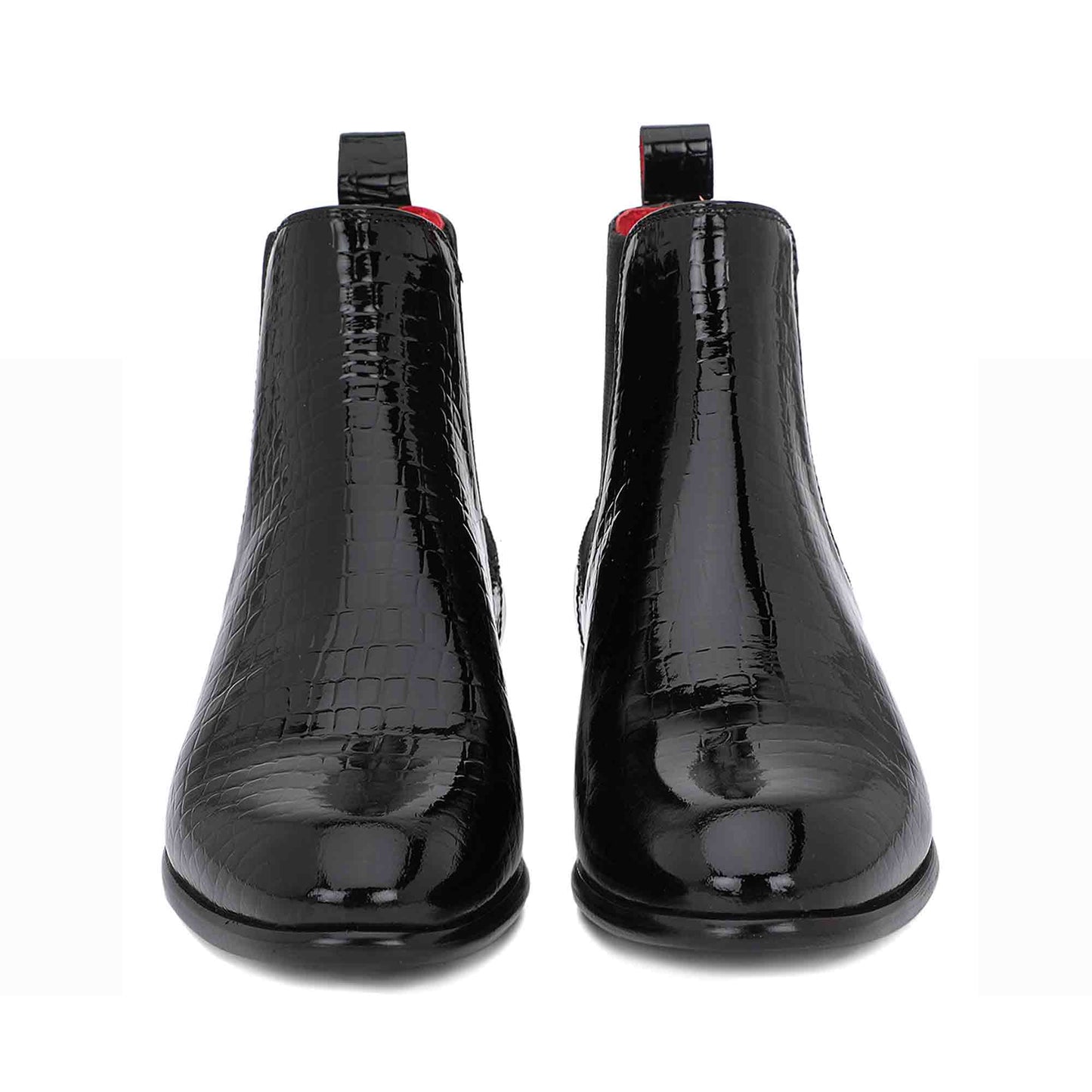 Saint Eadred Black Croco Patent Shiny Leather Chelsea boot - SaintG