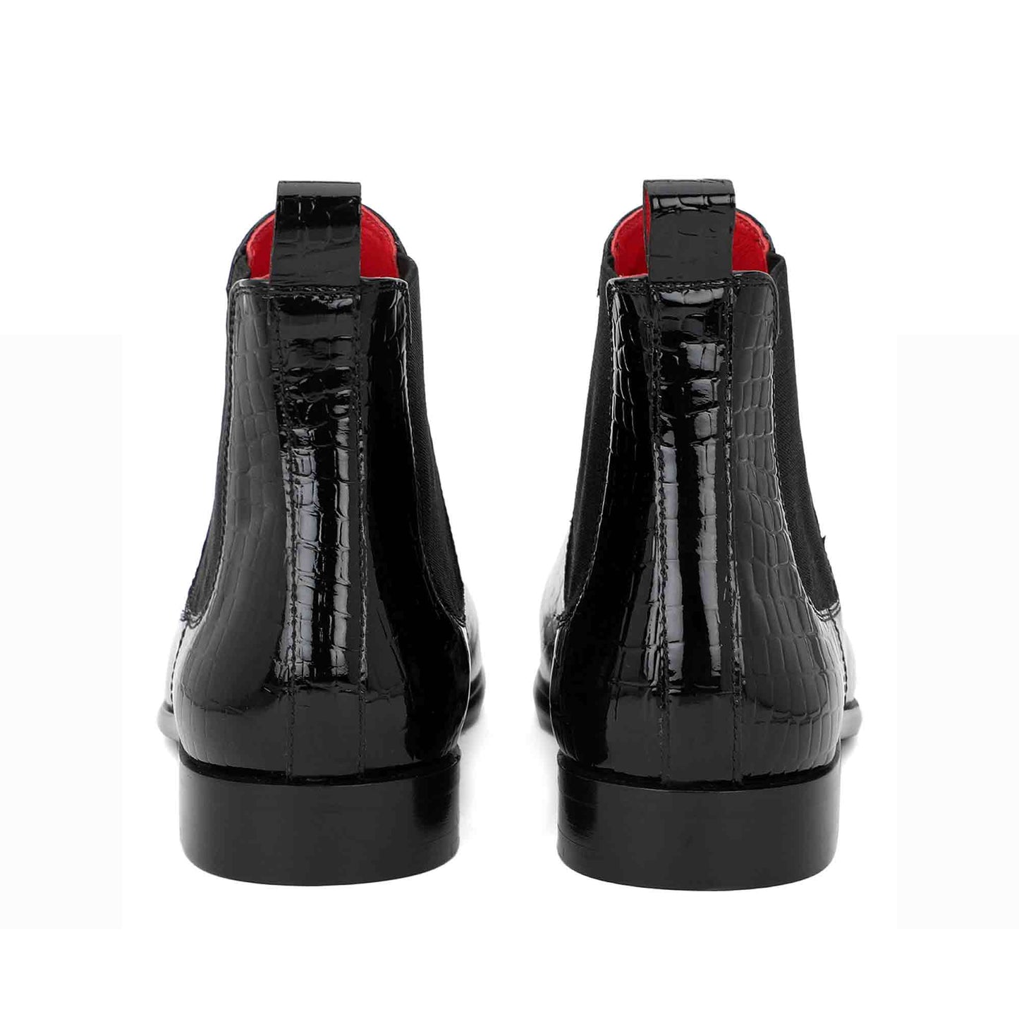 Saint Eadred Black Croco Patent Shiny Leather Chelsea boot - SaintG