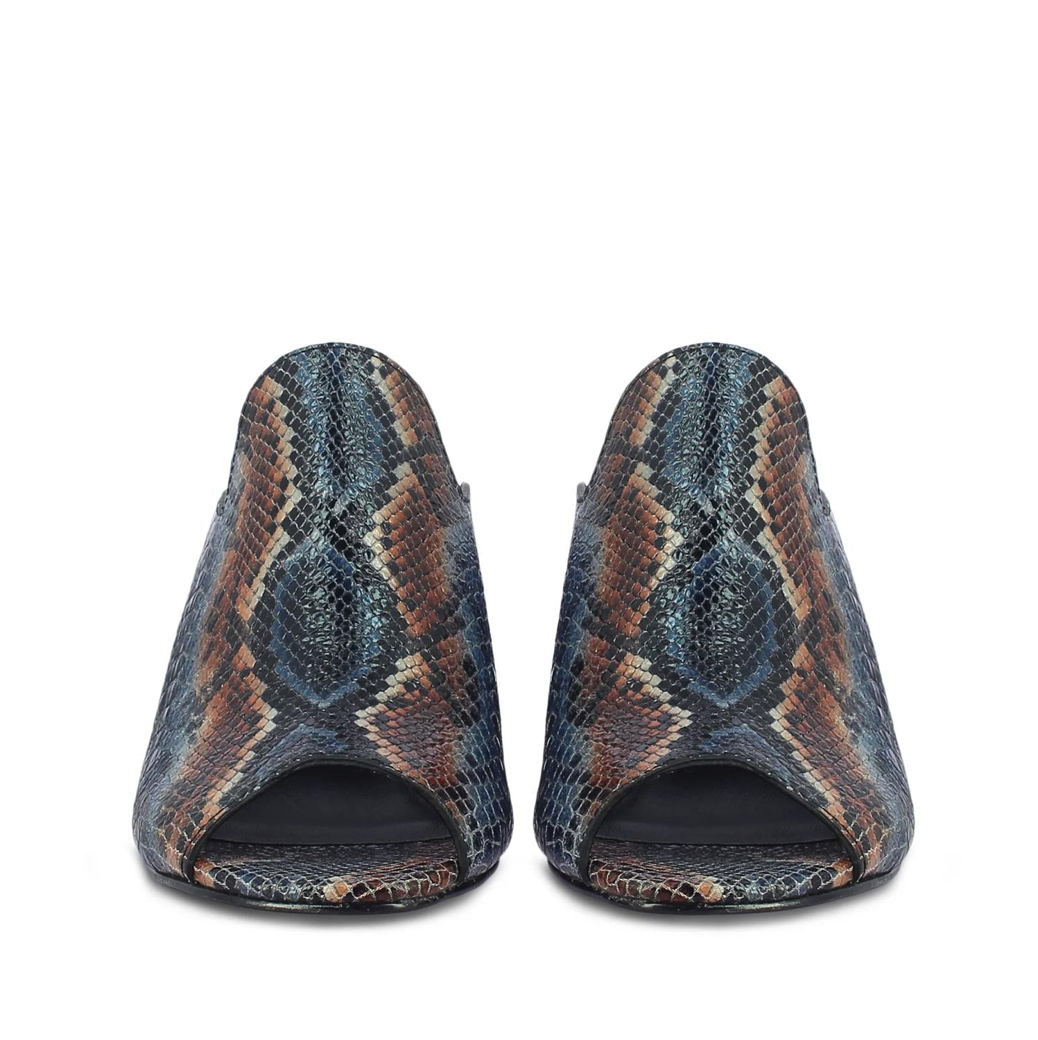 Saint Fiona Snake Print Leather Block Heels: Handcrafted elegance with a touch of wild charm. Elevate your style effortlessly.