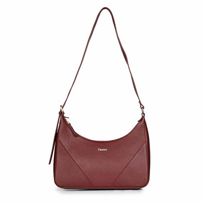 Favore Women Red Leather Halfmoon Shoulder Bags