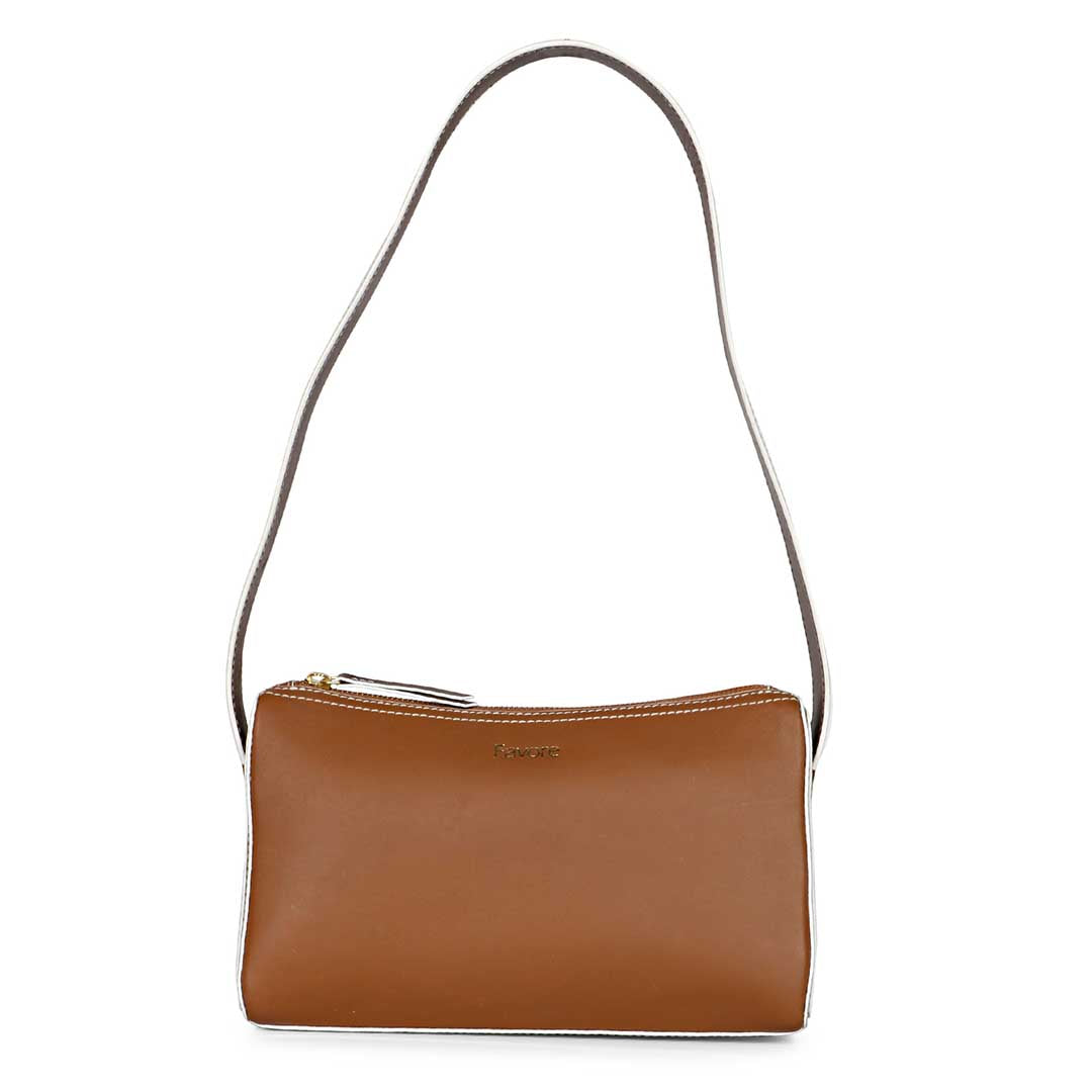 Favore Women Brown Leather Shoulder Bags