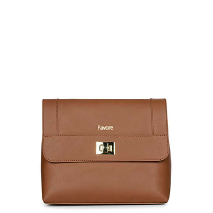 Favore Women Tan Leather Sling Bags