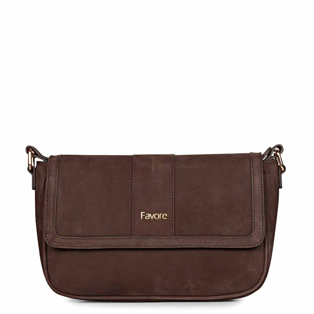 Favore Women Brown Leather Sling Bags