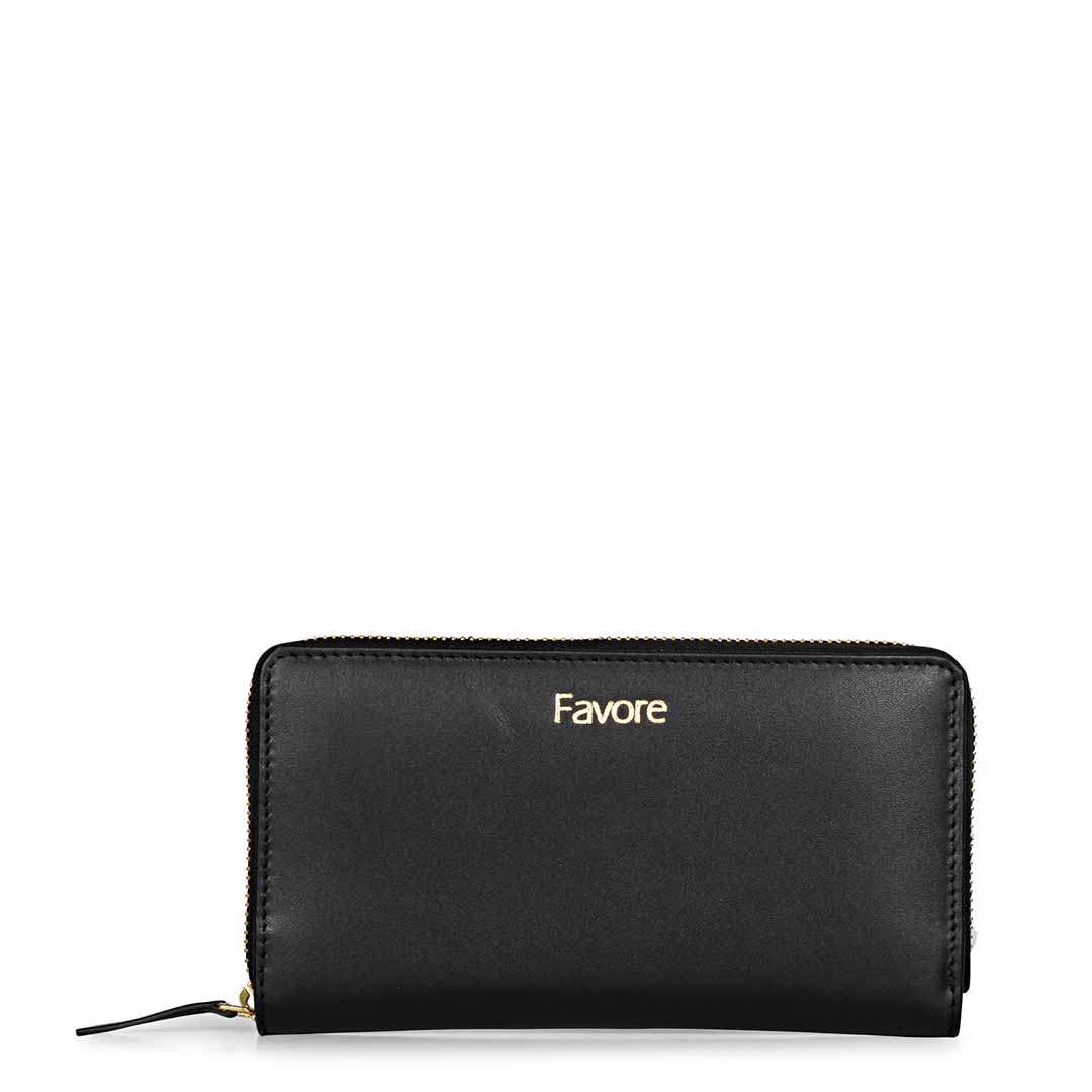 Favore Black Leather Purse Clutches