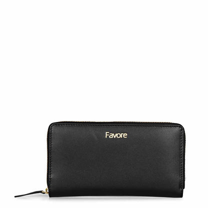 Favore Black Leather Purse Clutches