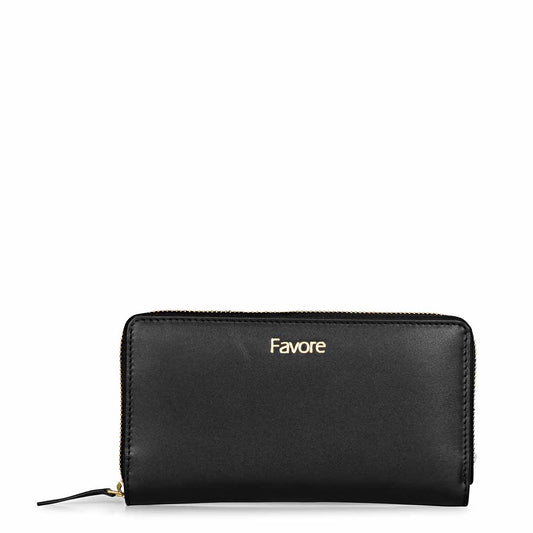 Favore Black Leather Purse Clutches