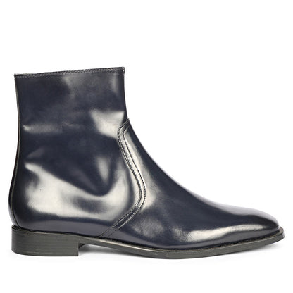 Saint Salvatore Blue Abrasivato Leather High Ankle Boots