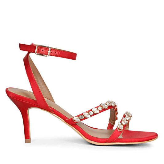 Saint Isla Stone Embellished Straps Red Stilettos