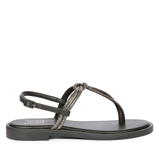 ViviBlu Gunmetal Leather Flat Sandals