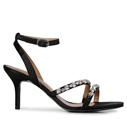 Saint Isla Stone Embellished Straps Black Stilettos