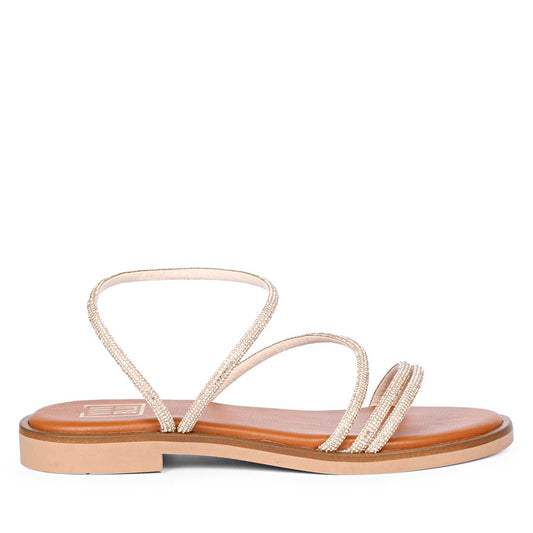 ViviBlu Champagne Leather Flat Sandals