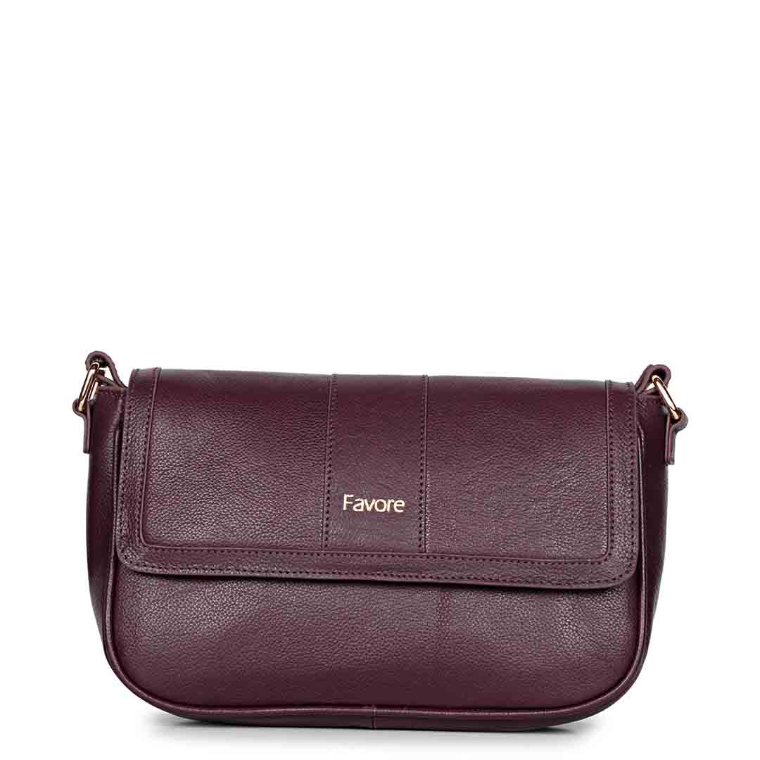 Favore Women Burgundy Leather Sling Bags