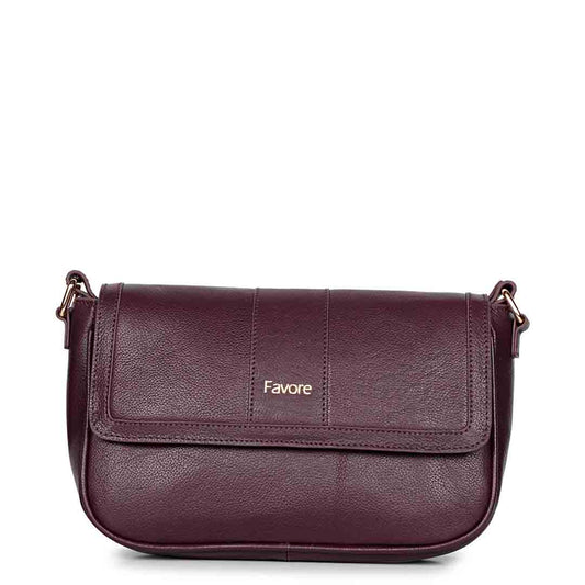 Favore Women Burgundy Leather Sling Bags