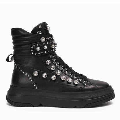 Whitesta Beyonce Embellished Black Leather Shoes