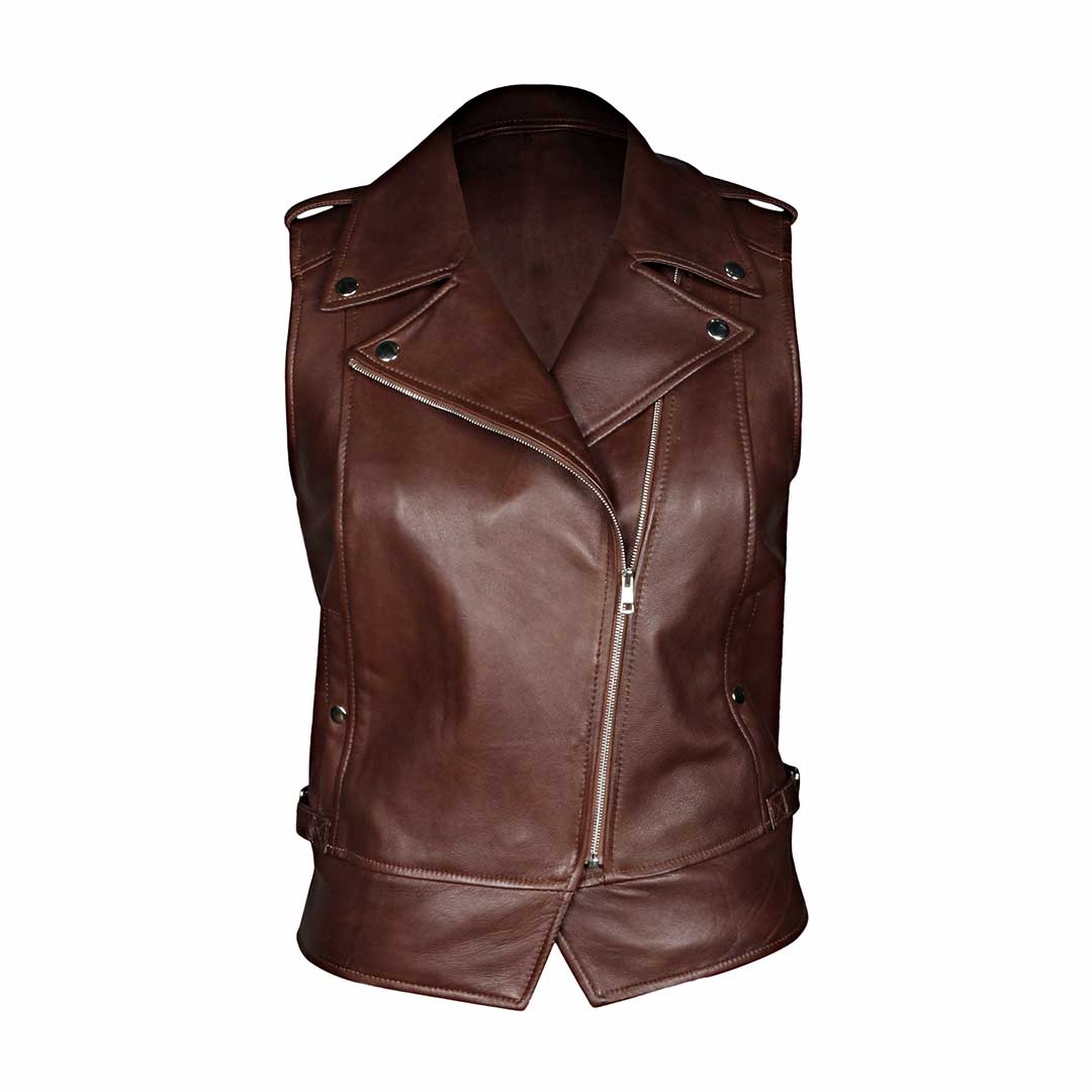 Saint Micaela Burgundy Leather Women Collar Jackets