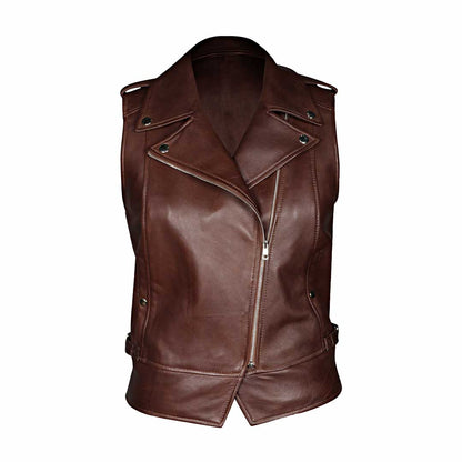 Saint Micaela Burgundy Leather Women Collar Jackets