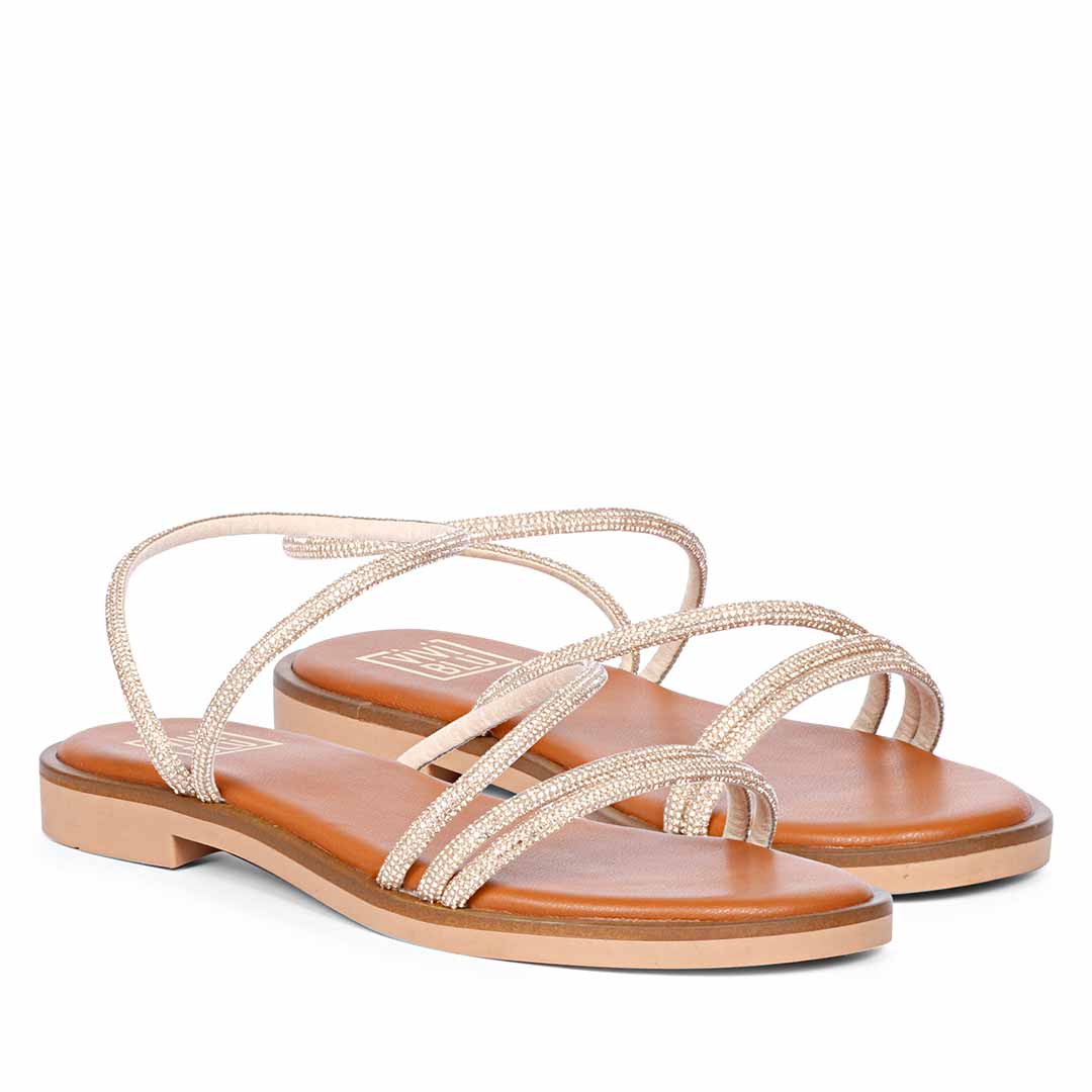 ViviBlu Champagne Leather Flat Sandals