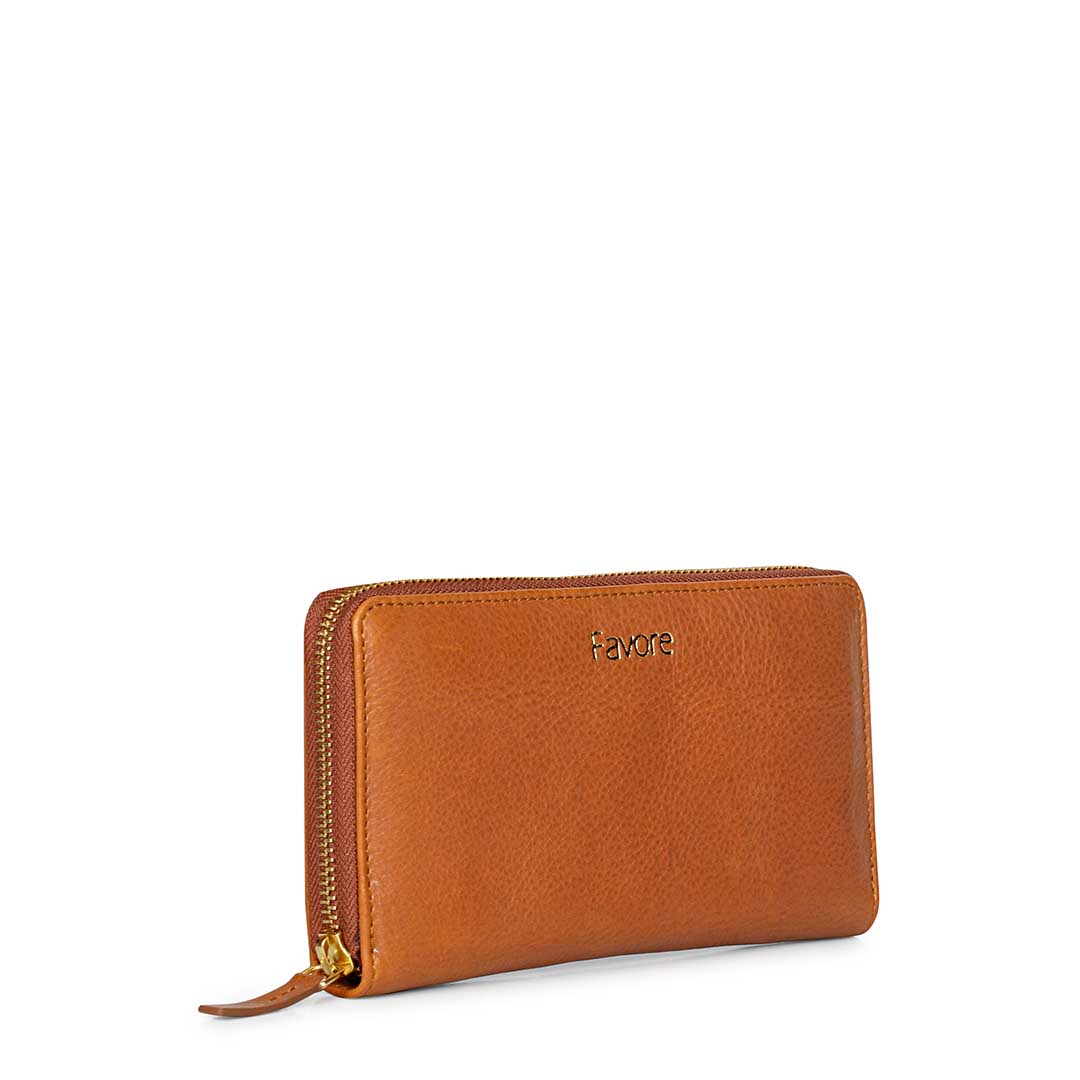 Favore Tan Leather Purse Clutches