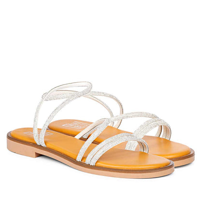 ViviBlu White Leather Flat Sandals