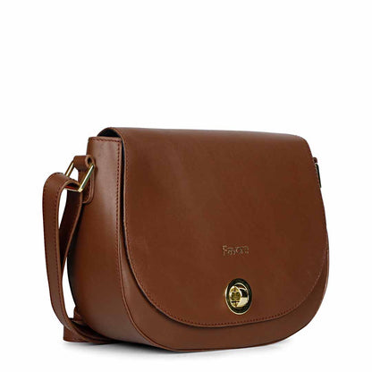 Favore Women Dark Brown Leather Saddle Bags