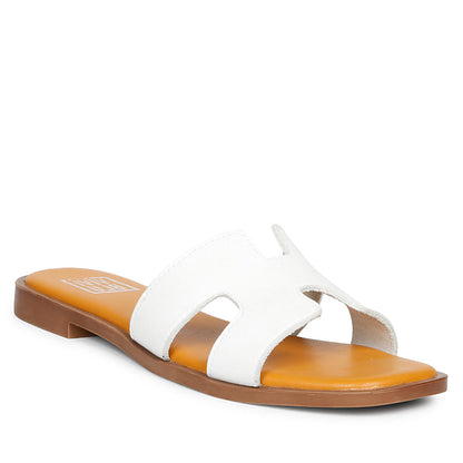 ViviBlu White Leather Flat Sandals