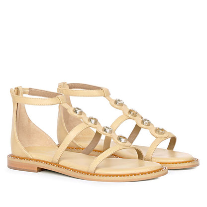 Arlia Rivoli Stone Studded Natural Leather Sandals