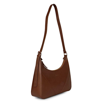 Favore Women Brown Leather Halfmoon Shoulder Bags
