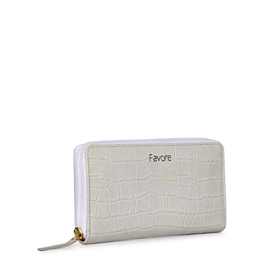 Favore White Leather Purse Clutches
