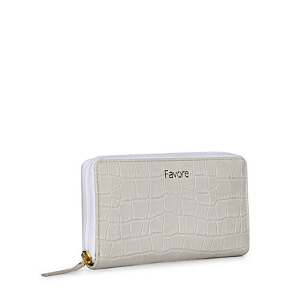 Favore White Leather Purse Clutches
