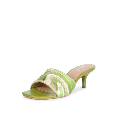 Saint Rina Green Hand Embroidered Leather Stilettos
