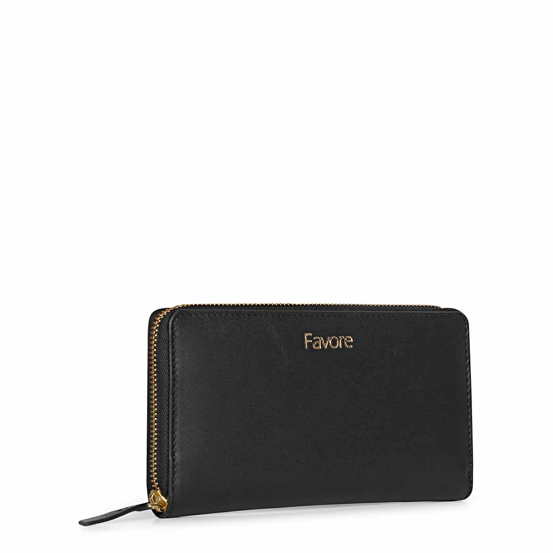 Favore Black Leather Purse Clutches