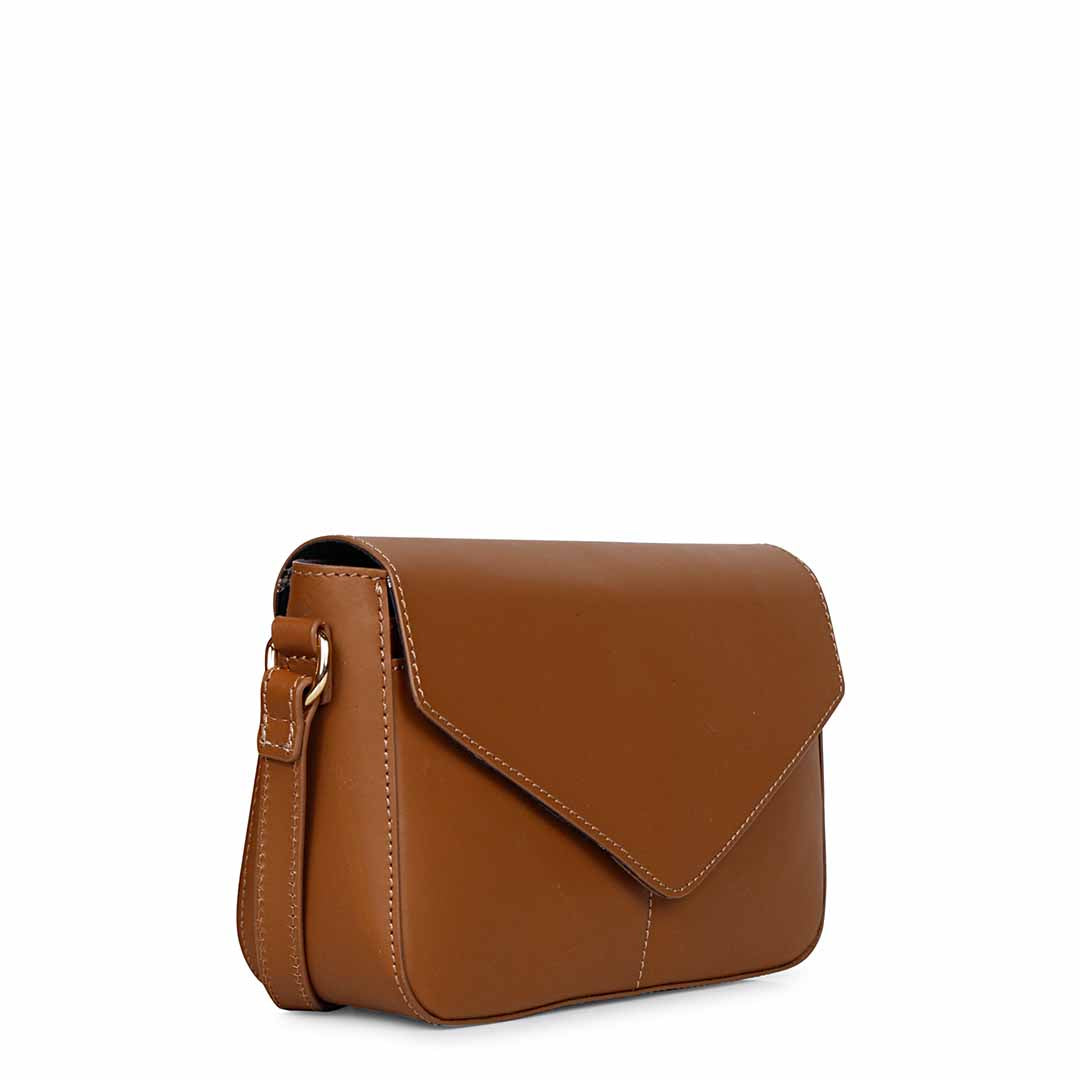 Favore Women Tan Leather Sling Bags