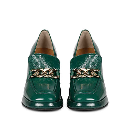 Saint Benoîte Green Patent Leather Handcrafted Moccasins