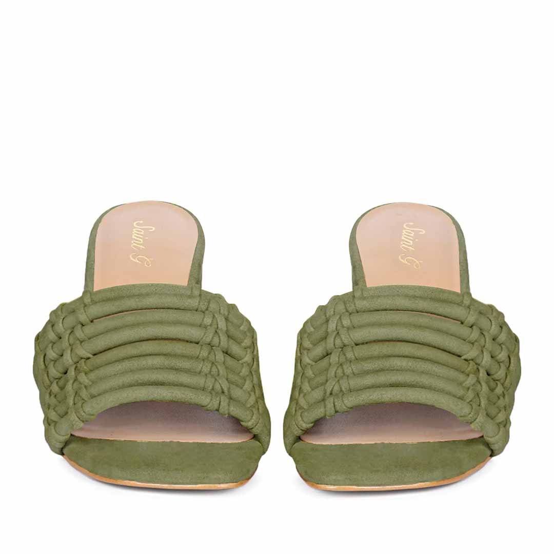 Bethany Strappy Safari Suede Leather Block Heels