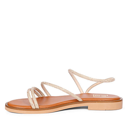ViviBlu Champagne Leather Flat Sandals