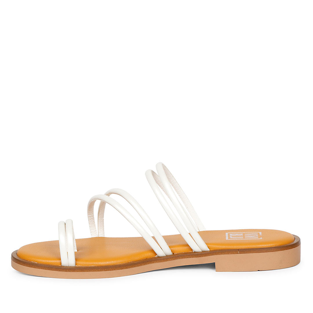 ViviBlu White Leather Flat Sandals