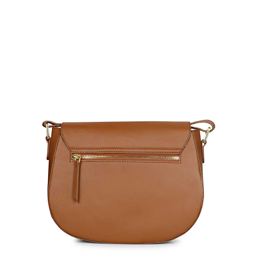 Favore Women Tan Leather Saddle Bags