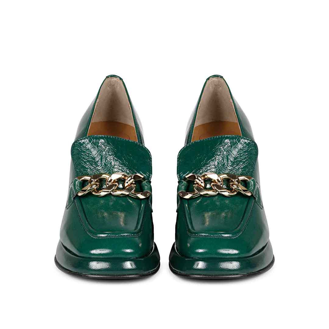 Saint Benoîte Green Patent Leather Handcrafted Moccasins