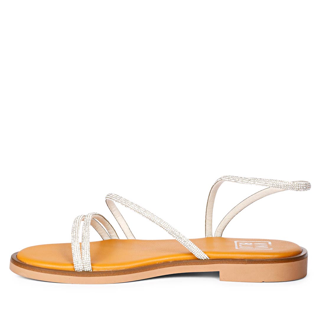 ViviBlu White Leather Flat Sandals