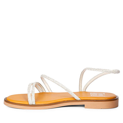 ViviBlu White Leather Flat Sandals
