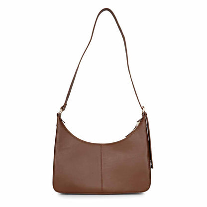 Favore Women Brown Leather Halfmoon Shoulder Bags