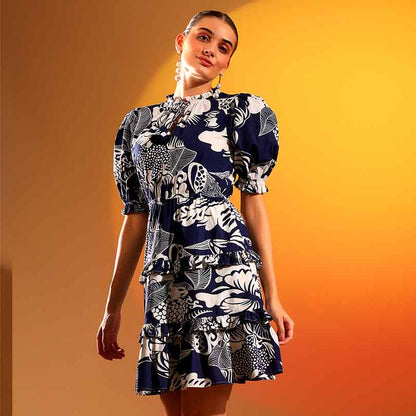 Saint Quinn Womens Blue Cotton Short Dress