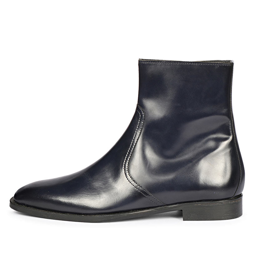 Saint Salvatore Blue Abrasivato Leather High Ankle Boots
