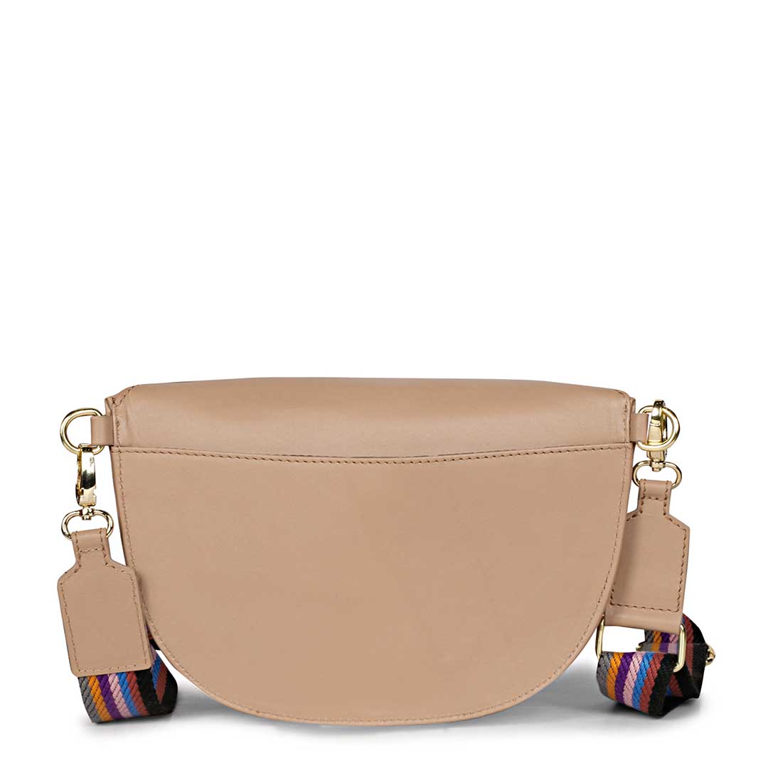 Favore Women Beige Leather Crossbody Fanny Bags
